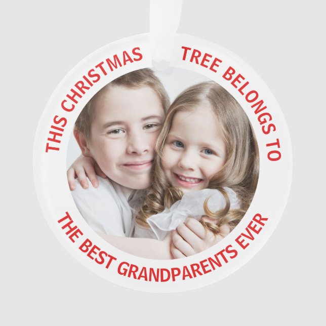 Best Grandparents Ever Christmas Tree Photo Ornament (Front)