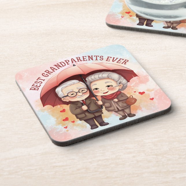 Best Grandparents Ever Holding an Umbrella Coaster (Left Side)