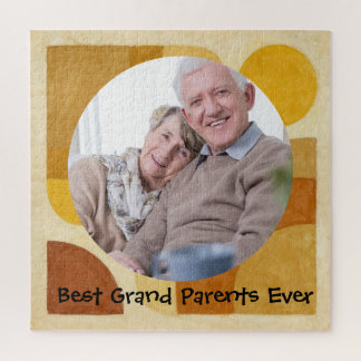 Best Grandparents Ever Retro Watercolor Photo Jigsaw Puzzle