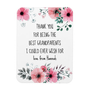 Best Grandparents Quote Pink Floral Personalised Magnet
