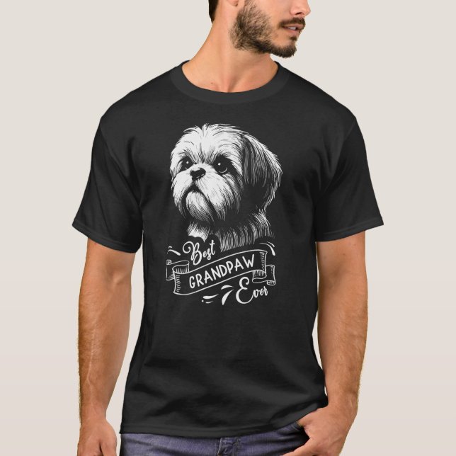 Best Grandpaw Ever Shih Tzu Dog Grandpa T-Shirt (Front)