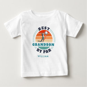 Best Grandson By Par Retro Birthday Personalised Baby T-Shirt