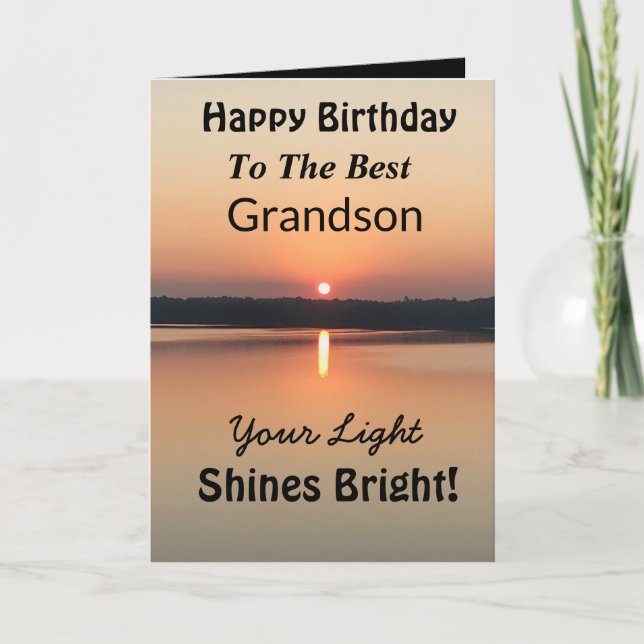 Best Grandson Light Shines Bright Birthday Card (Front)