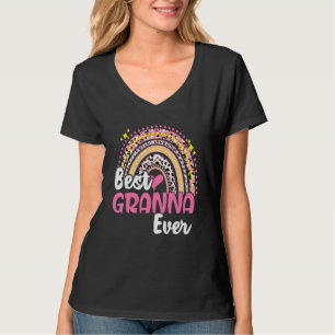 Best Granna Ever Funny Pink Leopard Rainbow Mother T-Shirt