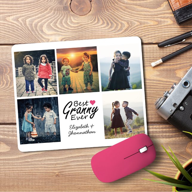 Best Granny Ever Cute Grandkids Photo Collage Gift Mouse Mat (Creator Uploaded)