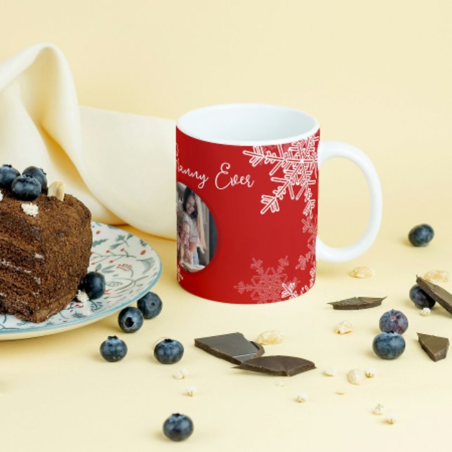 Best Granny Ever Red Snowflakes Minimalist text Coffee Mug (Creator Uploaded)