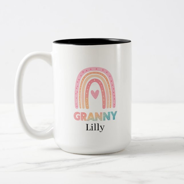 Best Granny Rainbow Mug Personalised, Gift For her (Left)