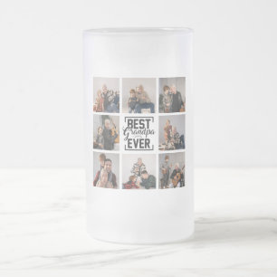 Best Granpa Ever 8 Photo Collage Frosted Glass Beer Mug