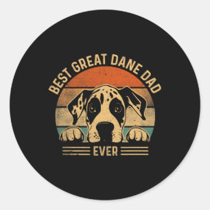 Best Great Dane Dad Ever Retro Fur Dad For Men Fat Classic Round Sticker
