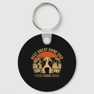 Best Great Dane Dad Ever Retro Fur Dad For Men Fat Key Ring