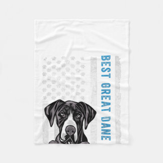 Best Great Dane Ever American Flag Fun Gift Dog Fleece Blanket