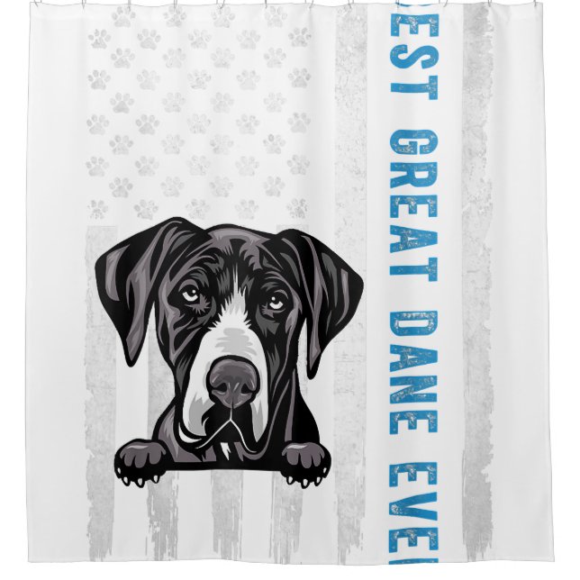 Best Great Dane Ever American Flag Fun Gift Dog Shower Curtain (Front)