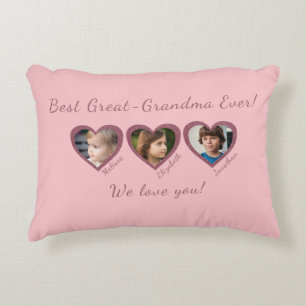 Best Great Grandma Custom Three Photo Template Decorative Cushion