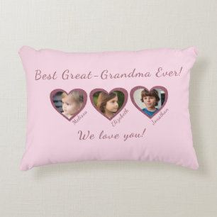 Best Great Grandma Custom Three Photo Template  Decorative Cushion