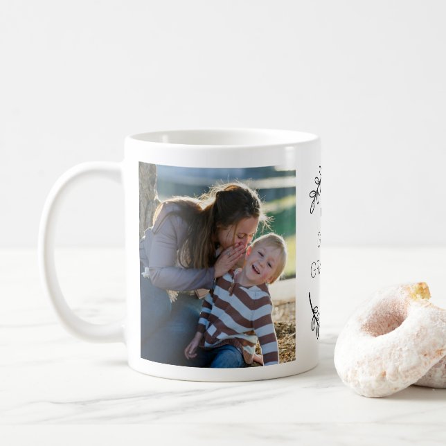 Best Great Grandma Ever Floral Wreath Photo Coffee Mug (With Donut)