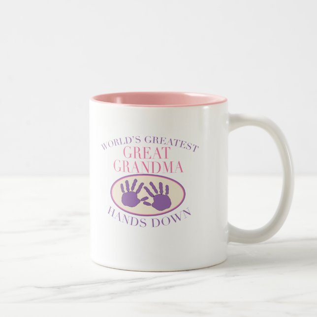 Best Great Grandma Hands Down T-shirt Two-Tone Coffee Mug (Right)