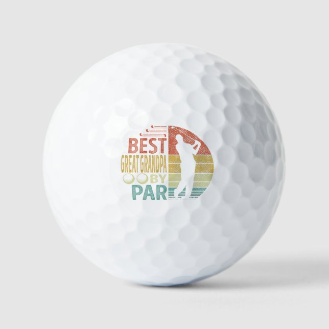 Best GREAT GRANDPA By Par Golf Golfer Golf Balls (Front)