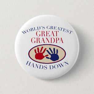 Best Great Grandpa Hands Down 6 Cm Round Badge