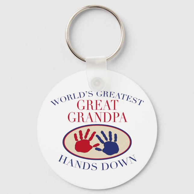Best Great Grandpa Hands Down Key Ring (Front)