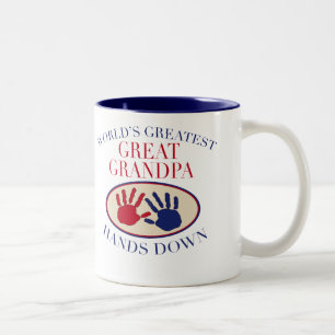 Best Great Grandpa Hands Down Two-Tone Coffee Mug