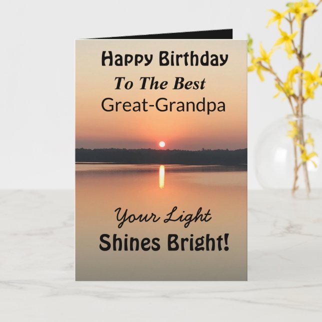 Best Great-Grandpa Light Shines Bright Birthday Card (Yellow Flower)