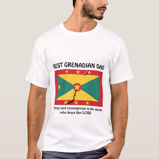 BEST GRENADIAN DAD Strong Courageous Personalised T-Shirt (Front)