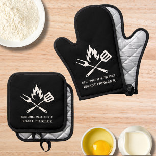 Best Grill Master Dad Father's Day Special  Oven Mitt & Pot Holder Set