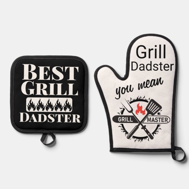 Best Grill Master I Mean Dadster Oven Mitt & Pot Holder Set (Front)