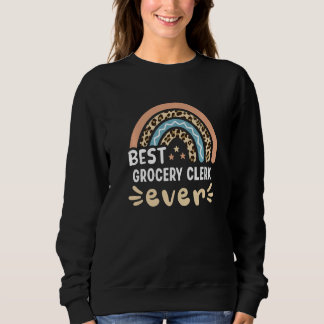 Best Grocery Clerk Ever Leopard Rainbow Mum Sweatshirt