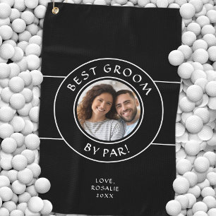 Best Groom Fun Photo Template Black & White Modern Golf Towel