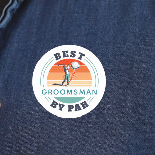 Best Groomsman By Par Custom Retro Wedding Classic Round Sticker