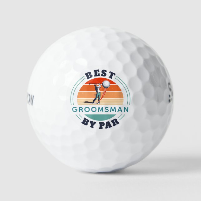 Best Groomsman By Par Retro Wedding Keepsake Golf Balls (Front)
