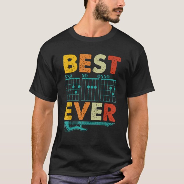 Best guitar dad ever chords best dad guitar Father T-Shirt (Front)