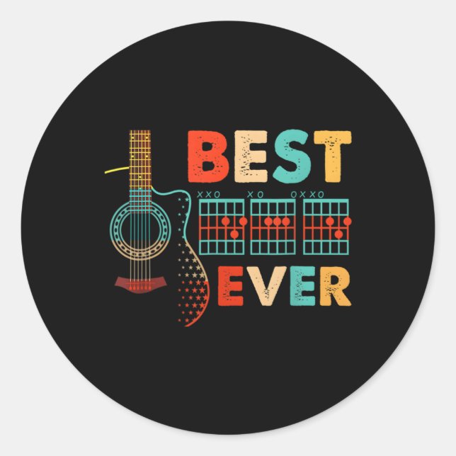 Best Guitar Dad Ever Music Chords Father Musician Classic Round Sticker (Front)