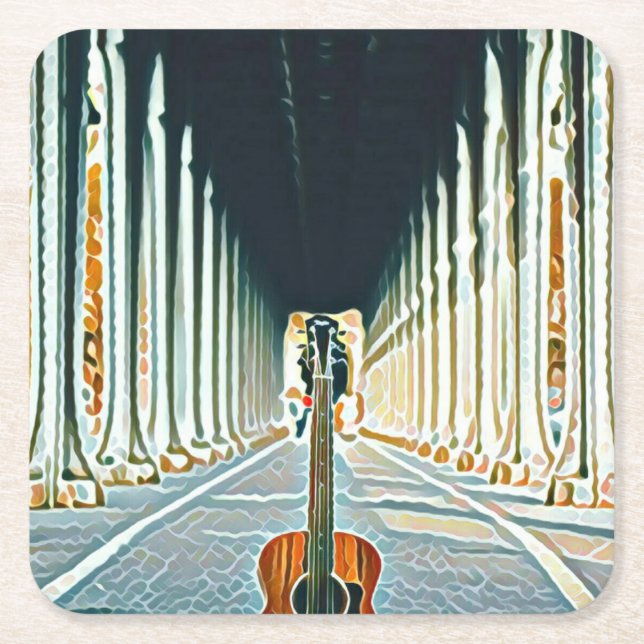 Best guitarist ever square paper coaster (Front)