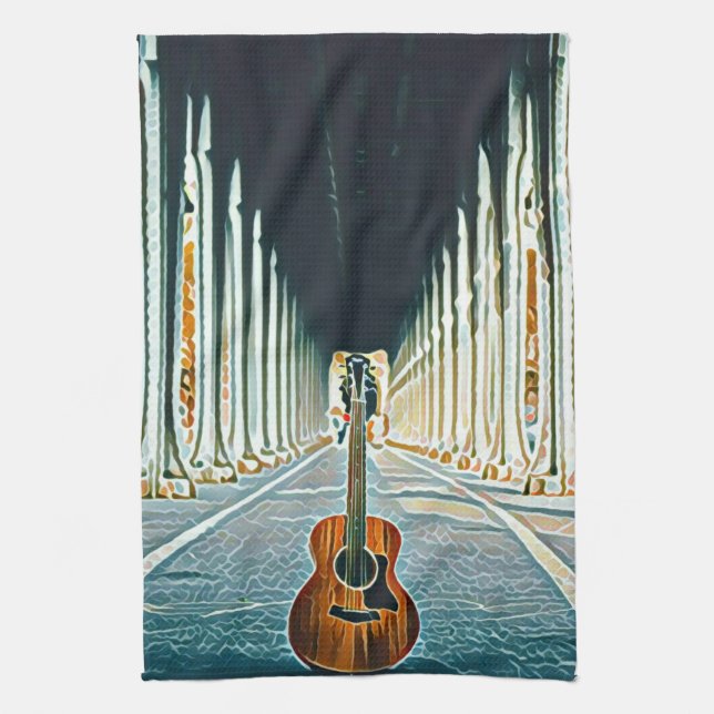 Best guitarist ever tea towel (Vertical)