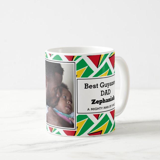 BEST GUYANESE DAD Guyanese Flag Personalised Photo Coffee Mug (Front Right)