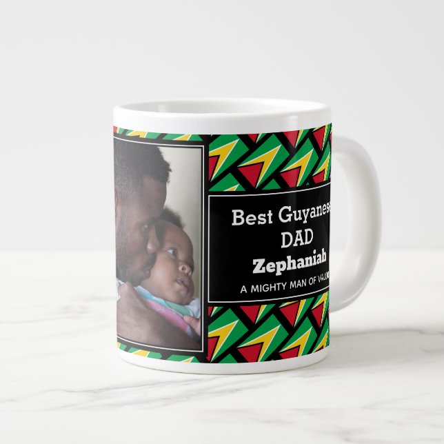 BEST GUYANESE DAD Guyanese Flag Personalised Photo Large Coffee Mug (Front Right)