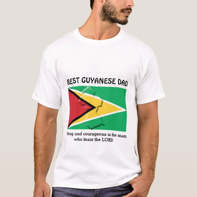 BEST GUYANESE DAD Strong Courageous Personalised T-Shirt (Front)
