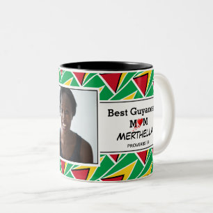 BEST GUYANESE MOM Personalised GUYANA FLAG Photo Two-Tone Coffee Mug