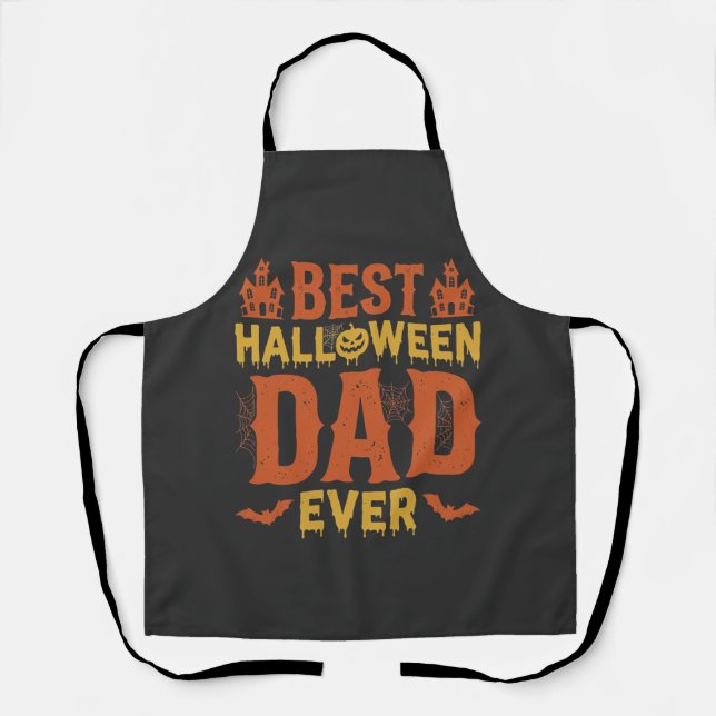 Best Halloween Dad Ever Vintage Distressed Design Apron (Front)