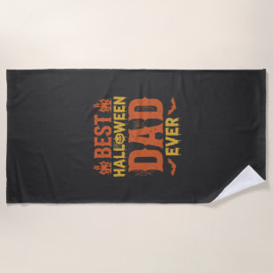 Best Halloween Dad Ever Vintage Distressed Design Beach Towel