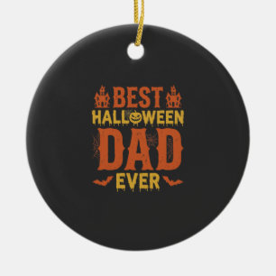 Best Halloween Dad Ever Vintage Distressed Design Ceramic Tree Decoration