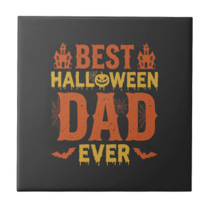 Best Halloween Dad Ever Vintage Distressed Design Tile