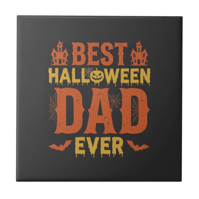 Best Halloween Dad Ever Vintage Distressed Design Tile (Front)