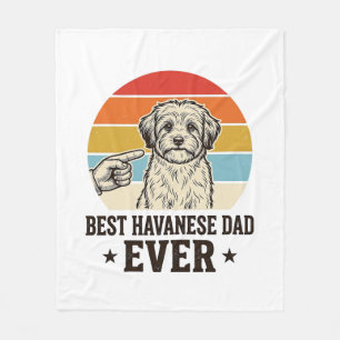Best Havanese Dad Ever Vintage Dog Shirt Design_1 Fleece Blanket