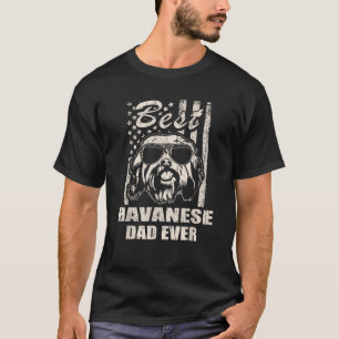 Best Havanese Dad Ever Vintage Retro flag Dog Dad T-Shirt
