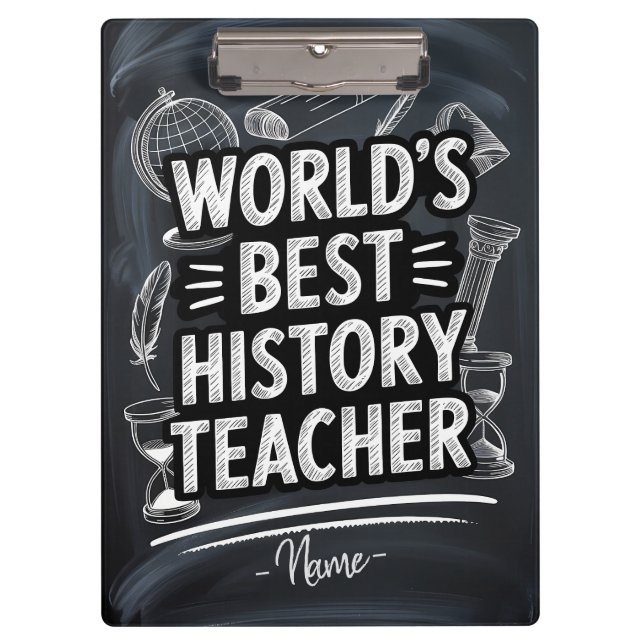 Best History Teacher Chalkboard Design Clipboard (Front)