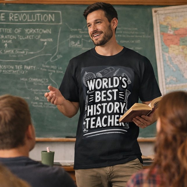Best History Teacher Chalkboard Design T-Shirt (Creator Uploaded)