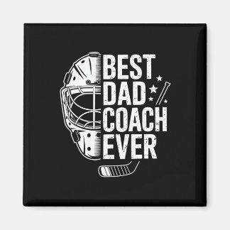 Best Hockey Dad Coach Ever Retro Father Hockey Coa Magnet